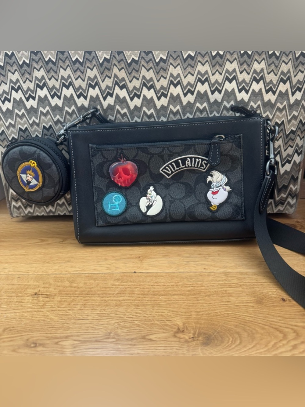 Disney X Coach Villains Holden Crossbody Bag In Signature Canvas With Patches